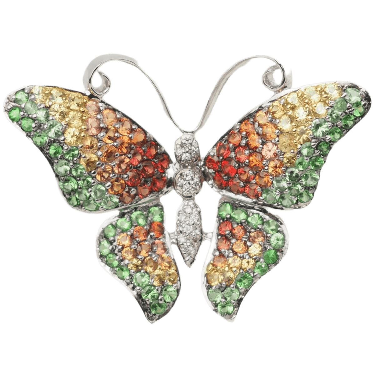 Broche Épingle en or blanc, péridot, citrine, topaze et diamants - Castafiore