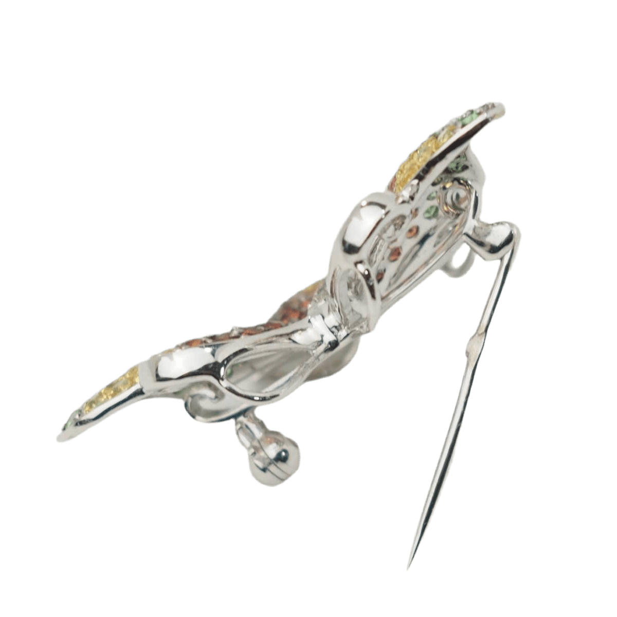 Broche Épingle en or blanc, péridot, citrine, topaze et diamants - Castafiore