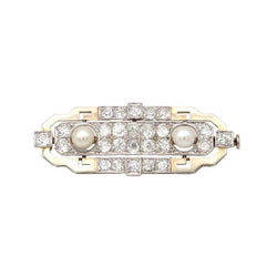 Broche Épingle en or blanc, perles et diamants - Castafiore