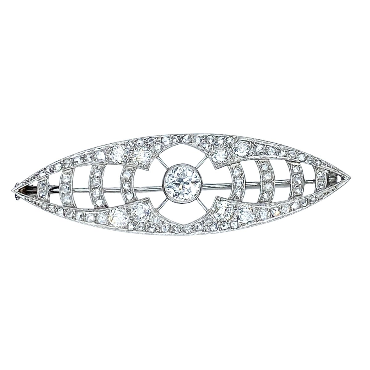 Broche Épingle en or blanc, platine et diamants - Castafiore