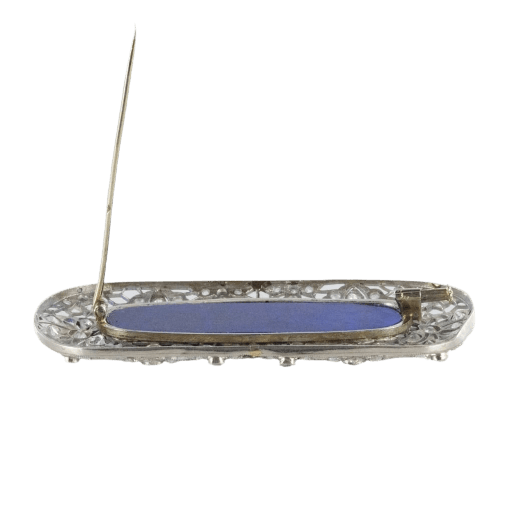 Broche Épingle en or blanc, platine, lapis - lazuli et diamants - Castafiore