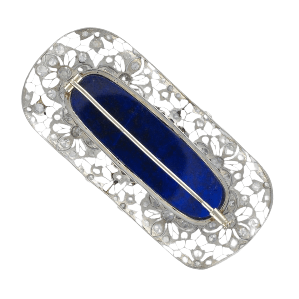 Broche Épingle en or blanc, platine, lapis - lazuli et diamants - Castafiore