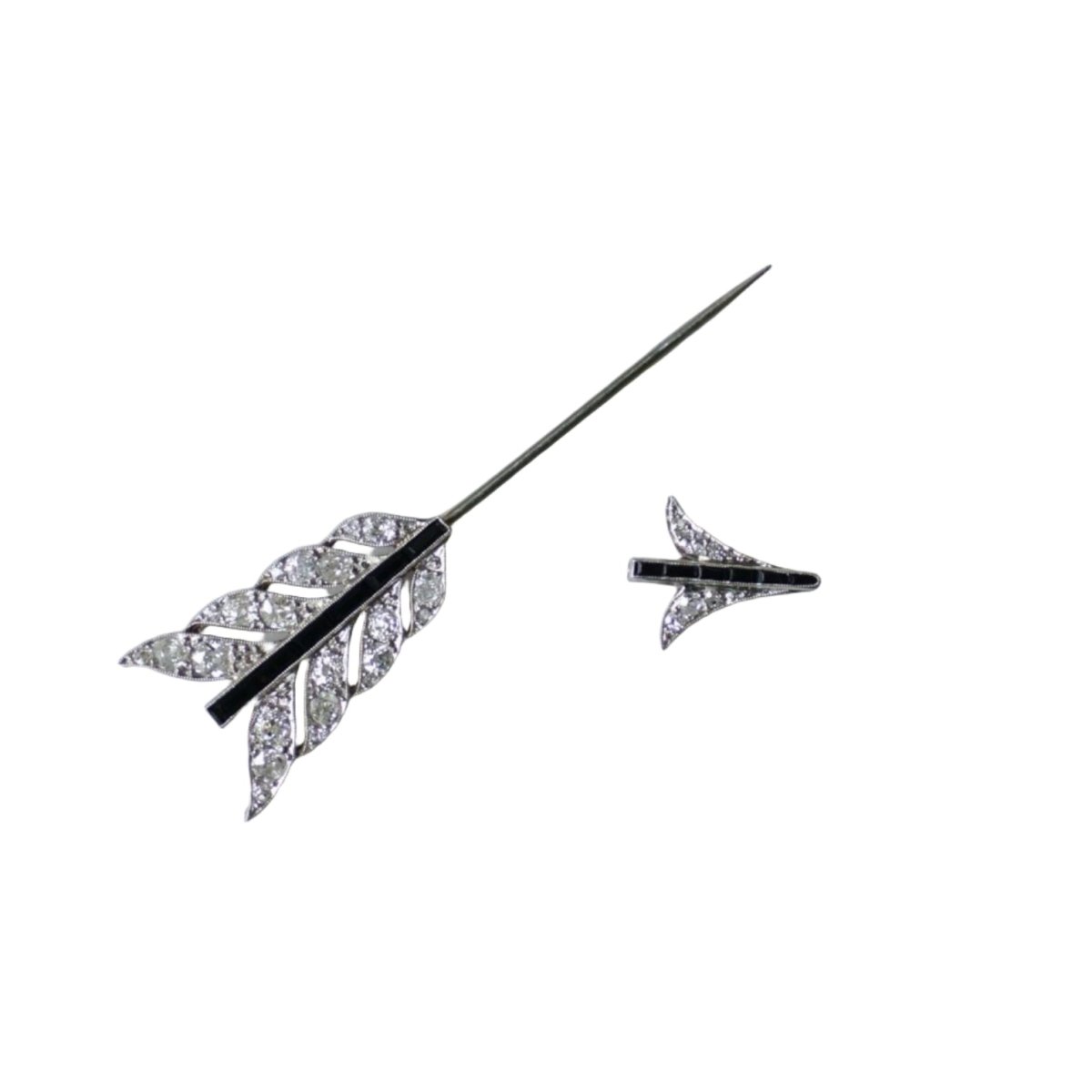 Broche Épingle en or blanc, platine, onyx et diamants - Castafiore