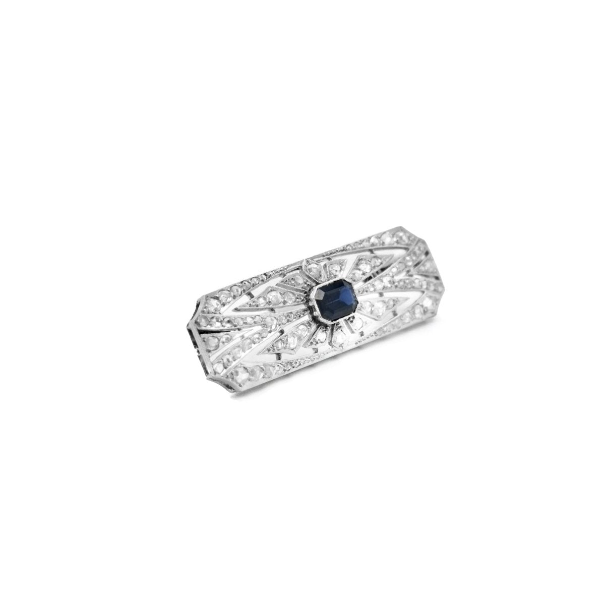 Broche Épingle en or blanc, platine, saphir et diamants - Castafiore