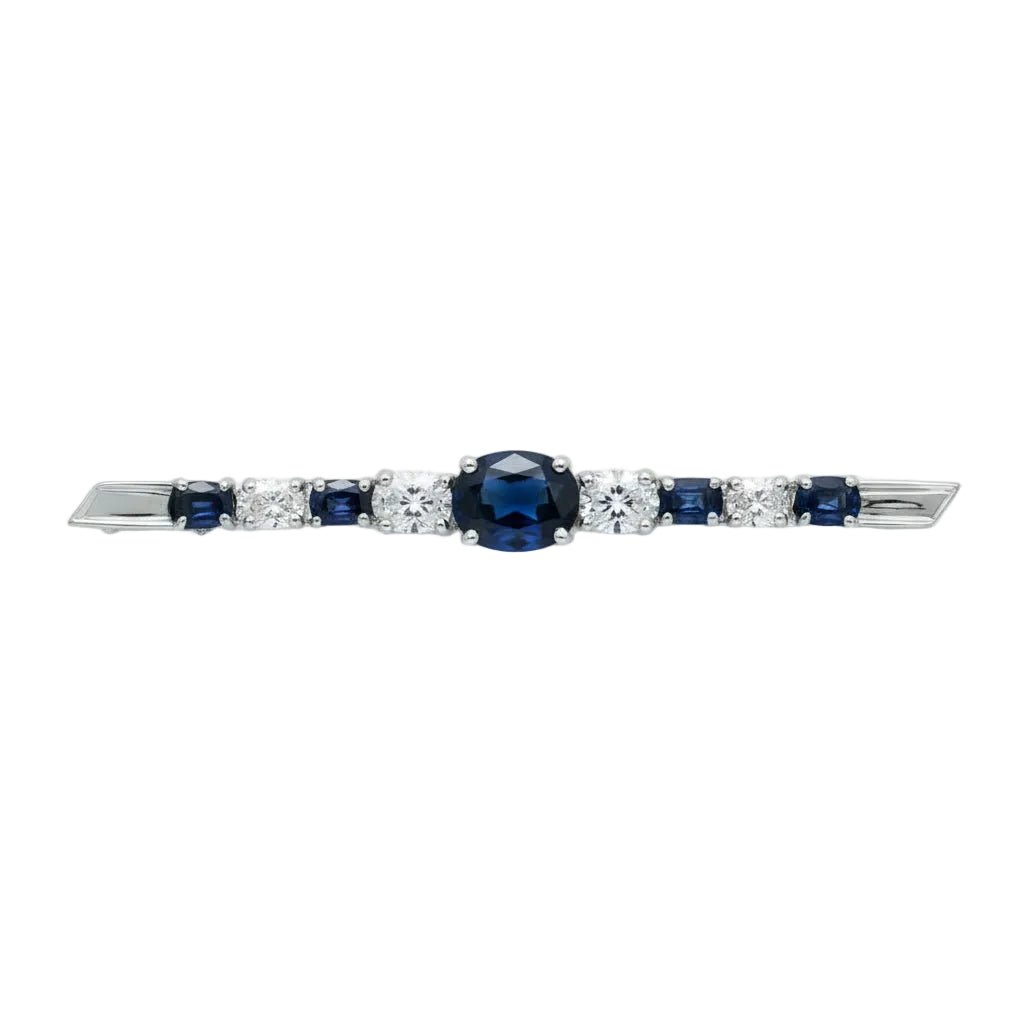 Broche Épingle en or blanc, saphirs et diamants - Castafiore