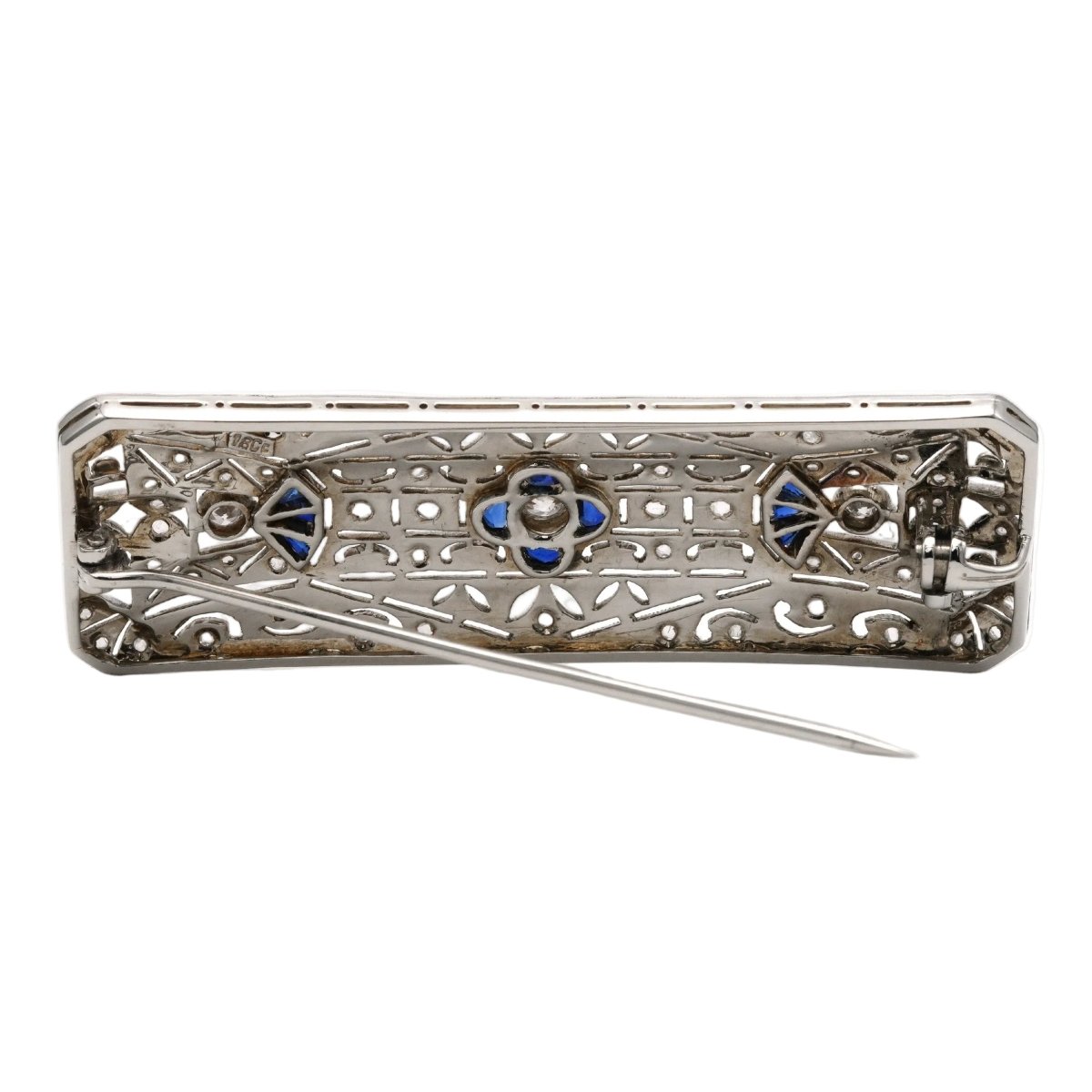 Broche Épingle en or blanc, saphirs et diamants - Castafiore