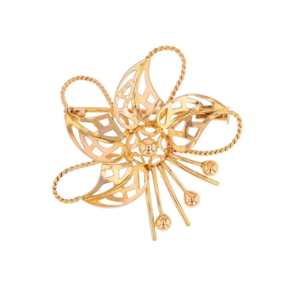 Brooch vintage gold stylized flower
