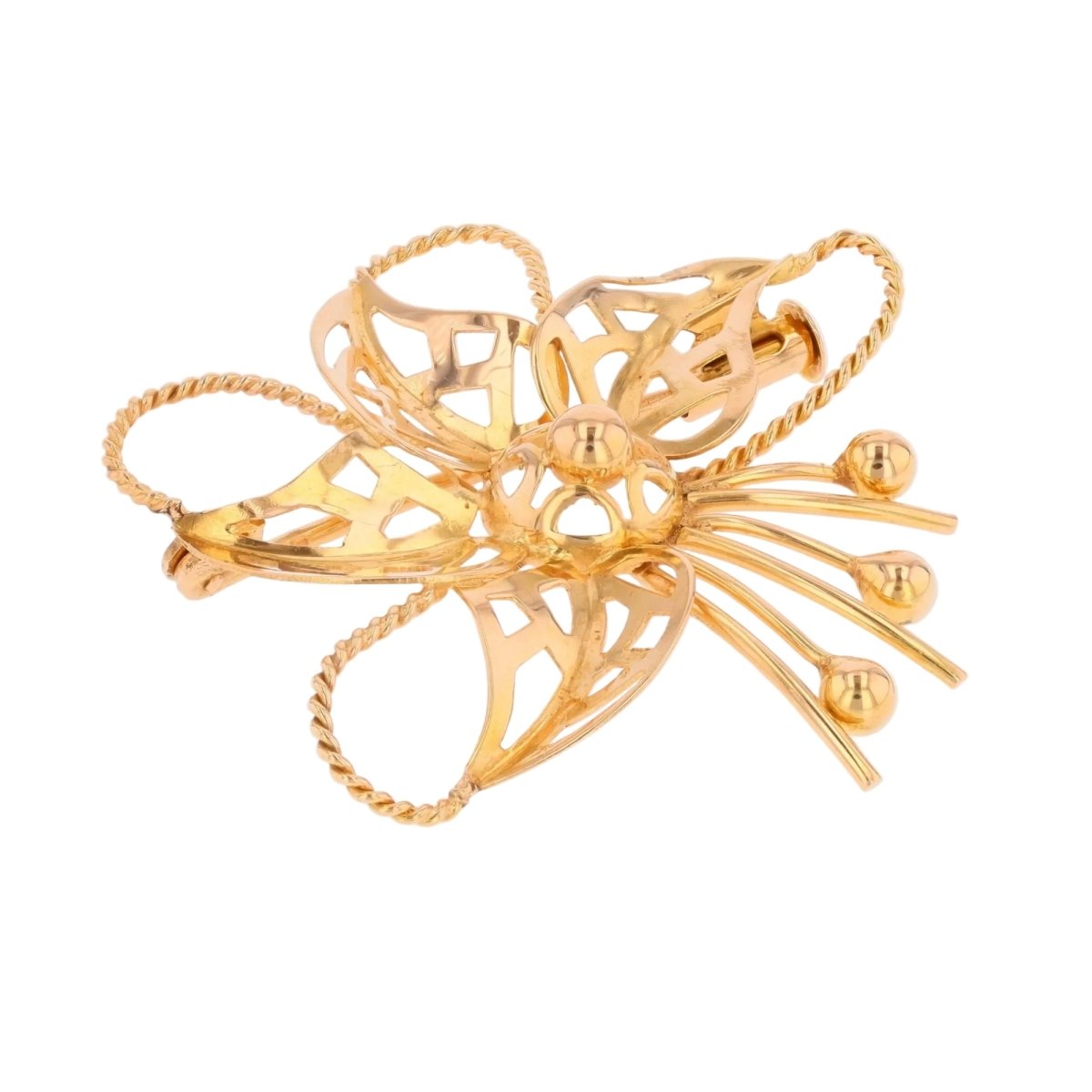 Brooch vintage gold stylized flower