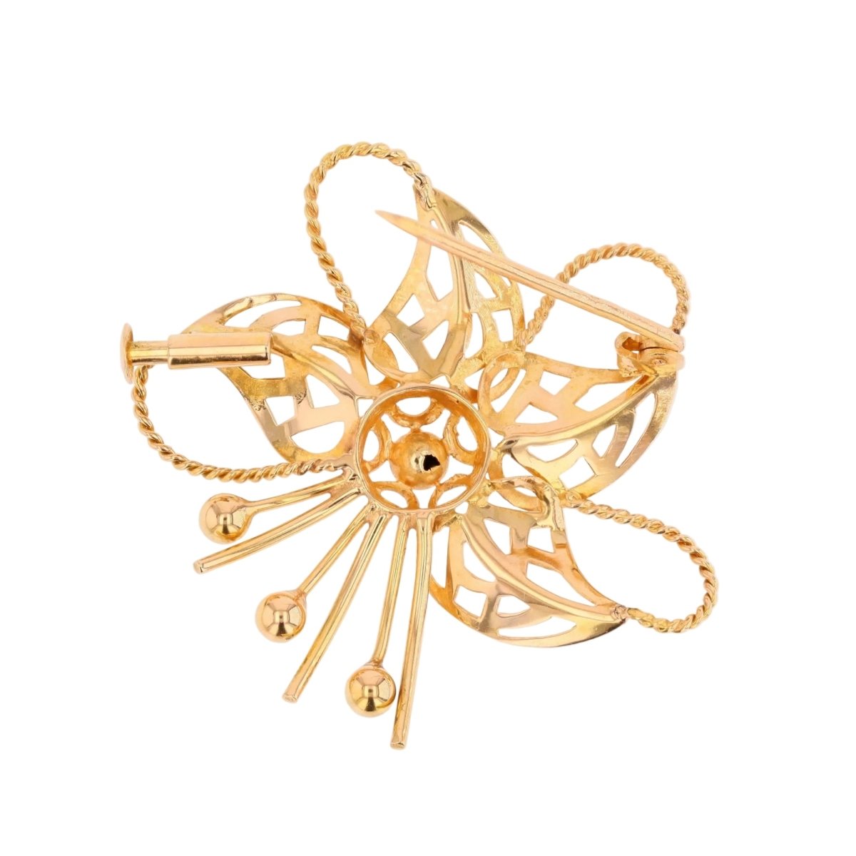 Brooch vintage gold stylized flower
