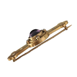 Broche Épingle en or jaune, améthyste et perles - Castafiore