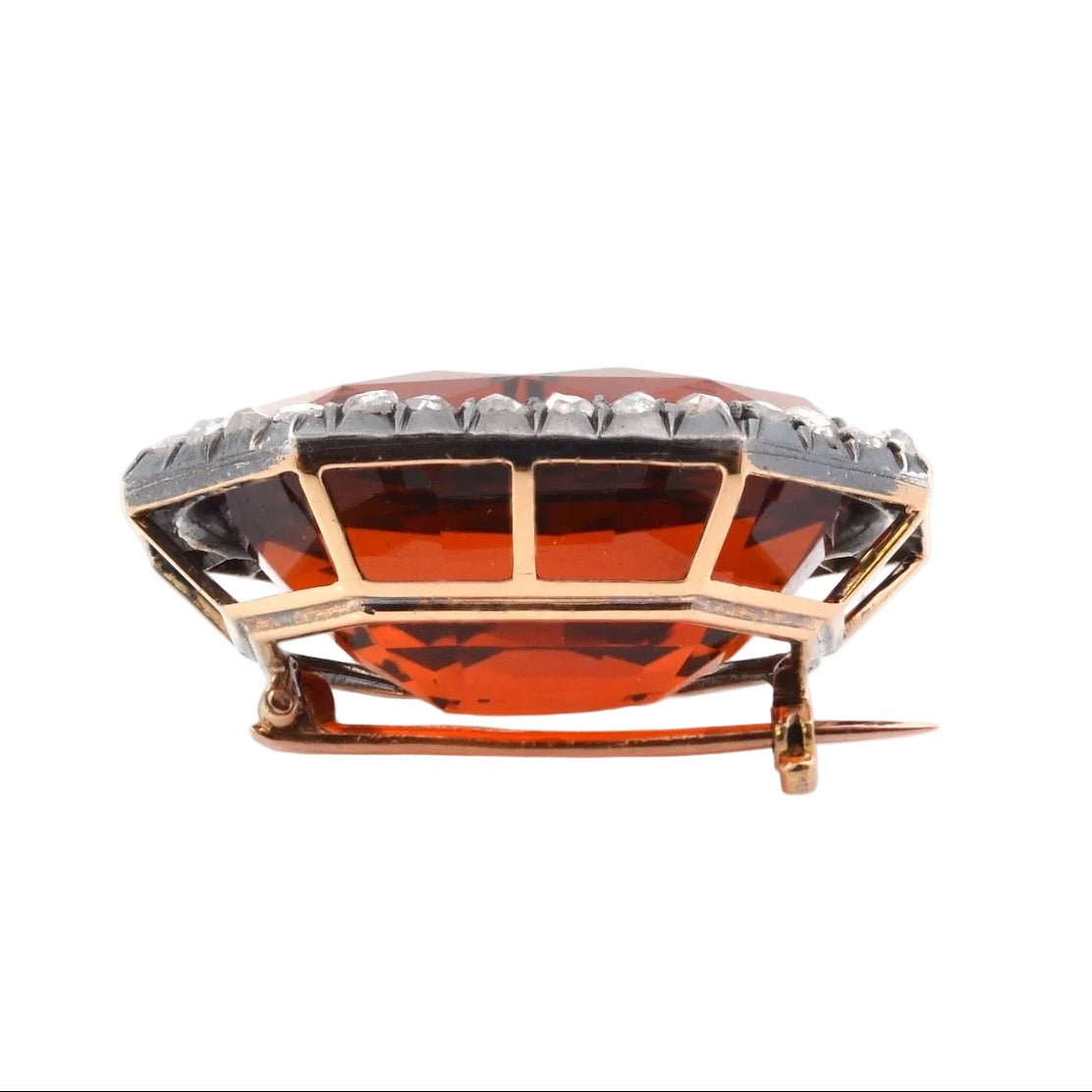 Brooch old Madeira citrine and diamonds