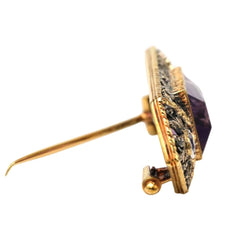 Broche Épingle en or jaune, argent et améthystes - Castafiore