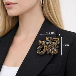 Broche Épingle en or jaune, argent et diamant - Castafiore