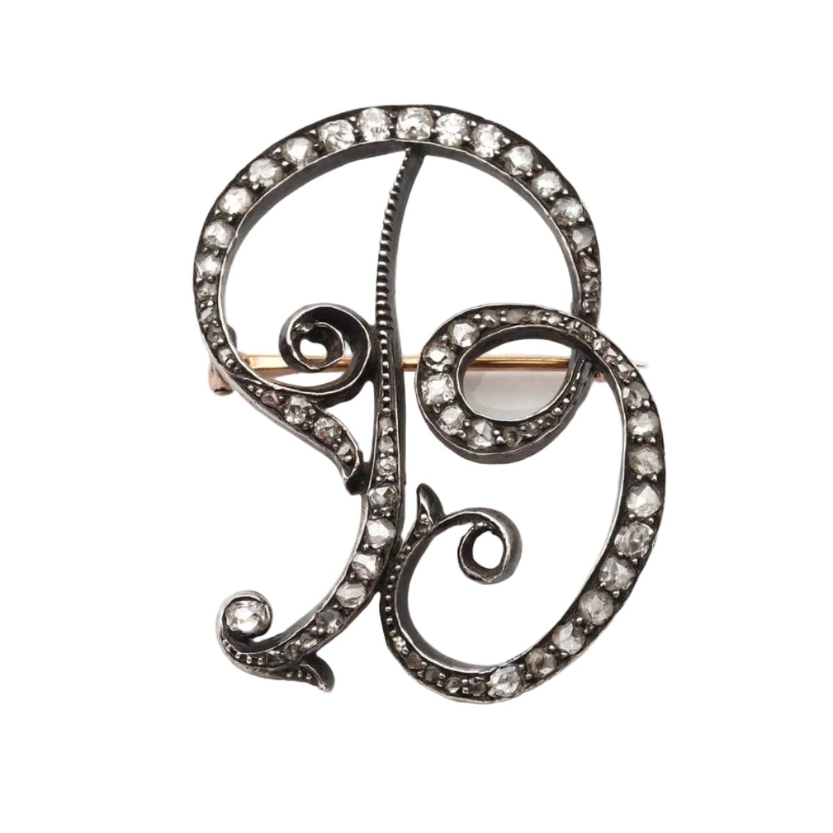 Broche Épingle en or jaune, argent et diamants - Castafiore