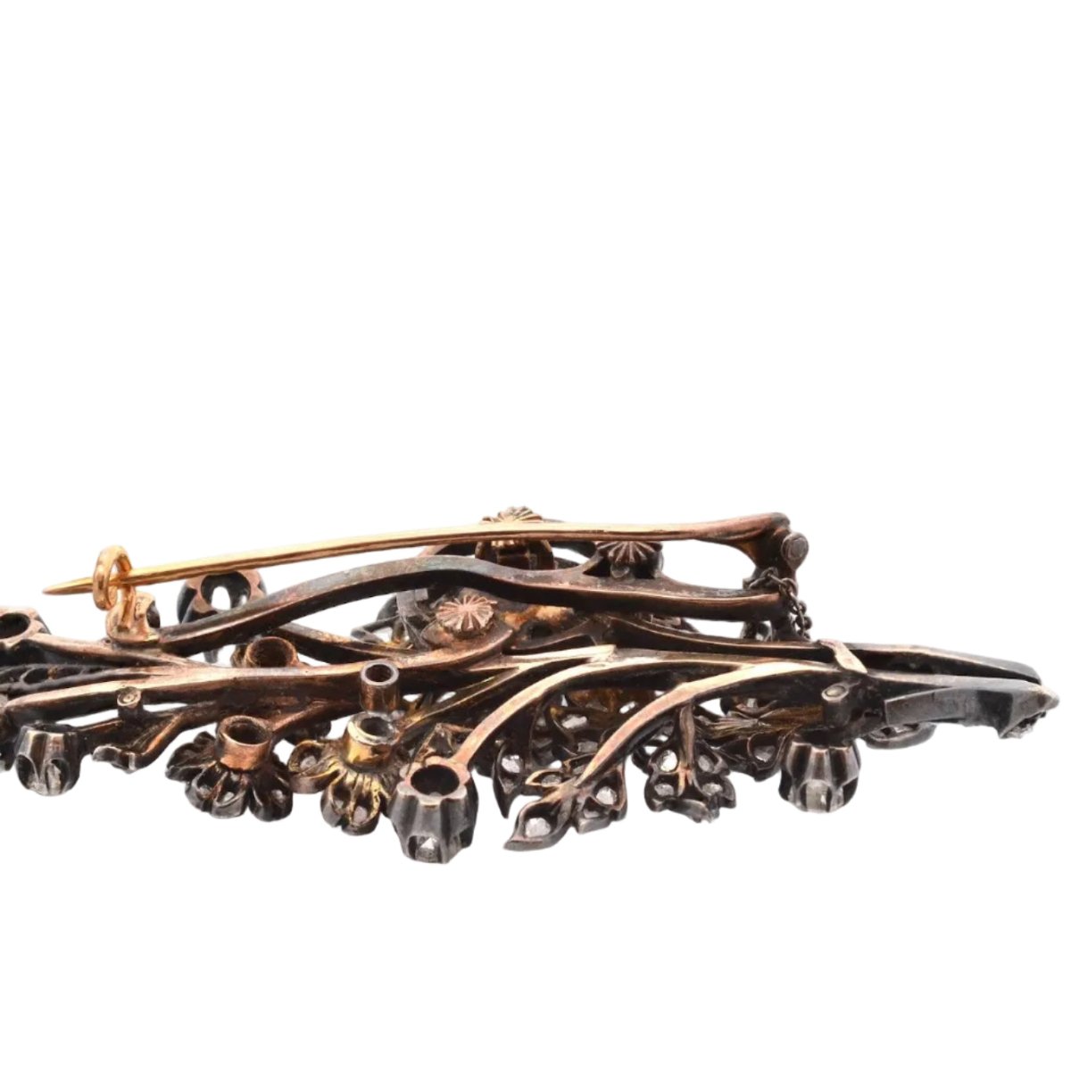 Brooch art nouveau diamonds in gold and silver