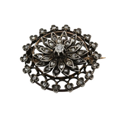 Broche Épingle en or jaune, argent et diamants - Castafiore