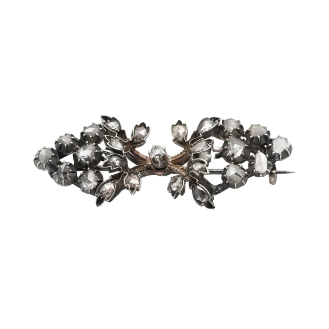 Broche Épingle en or jaune, argent et diamants - Castafiore
