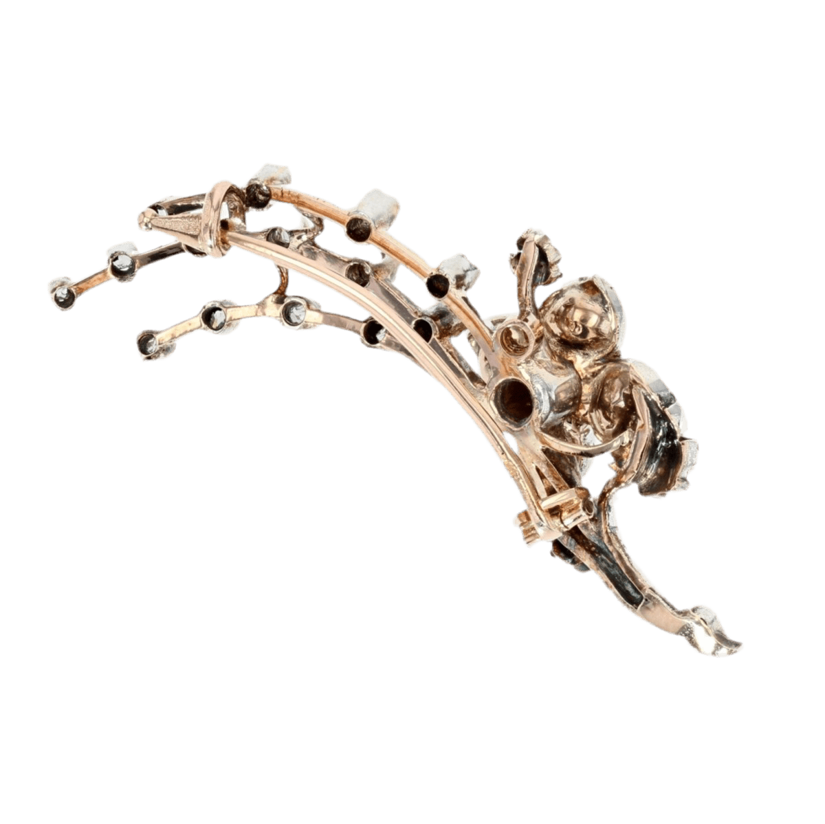 Broche Épingle en or jaune, argent et diamants - Castafiore