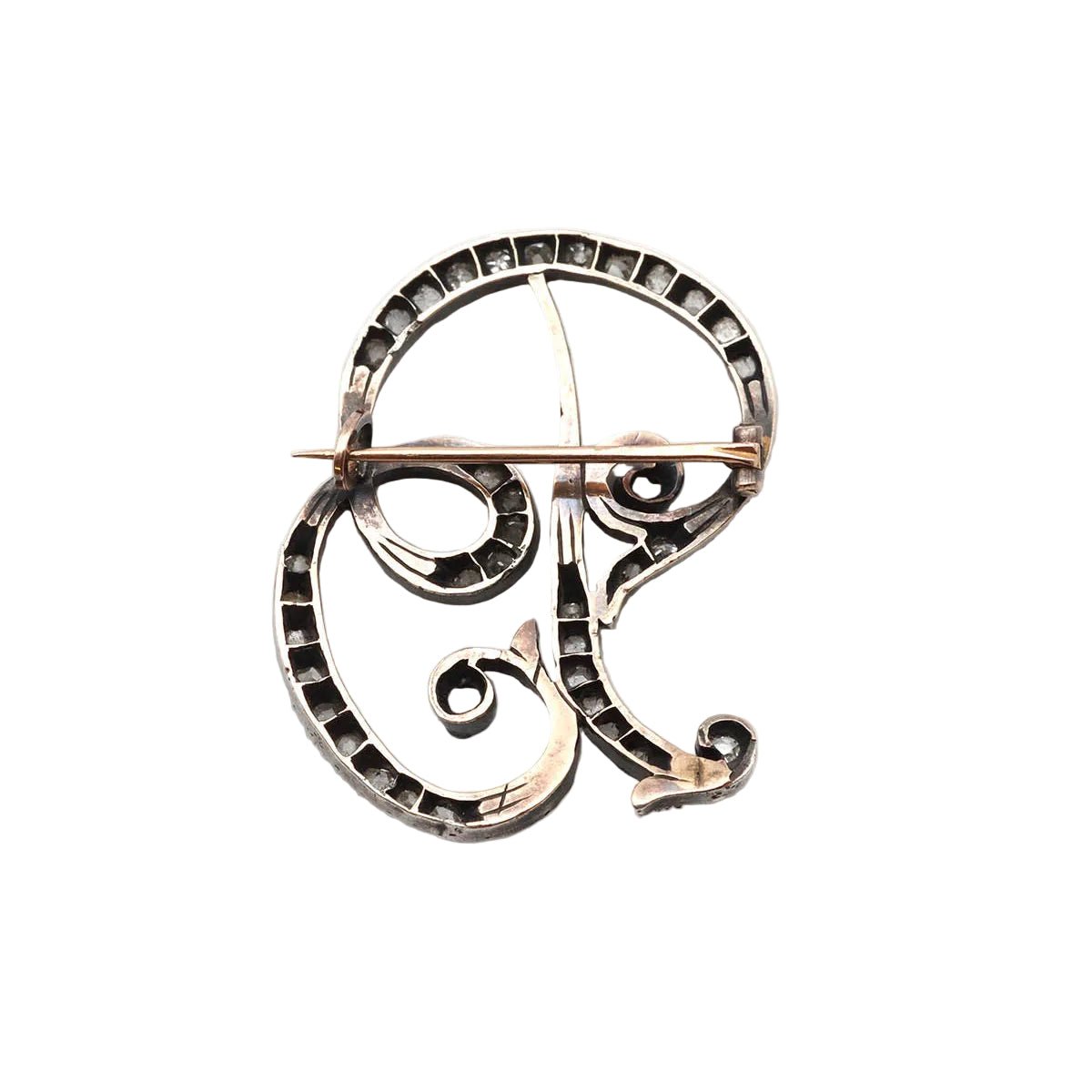 Broche Épingle en or jaune, argent et diamants - Castafiore