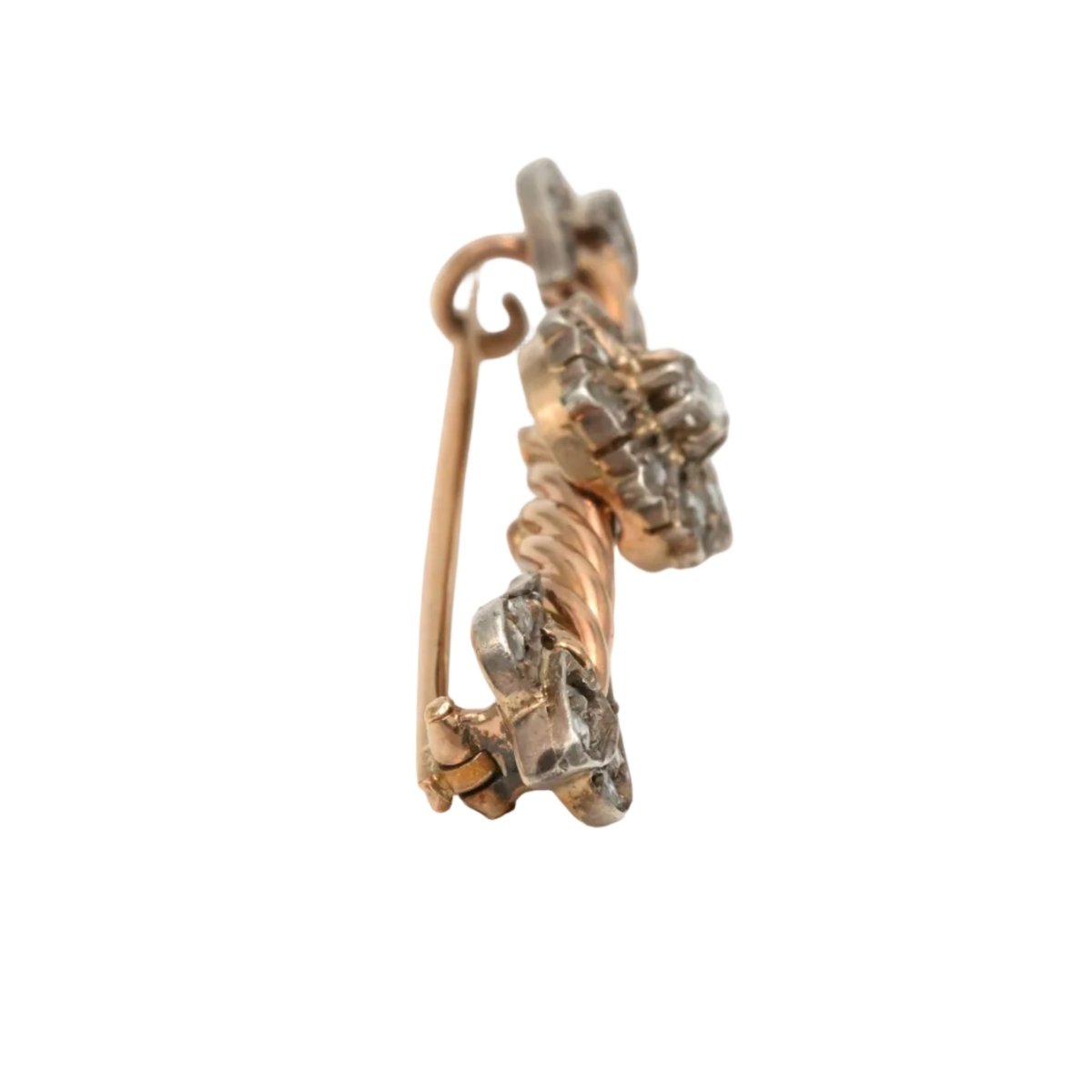Broche Épingle en or jaune, argent et diamants - Castafiore