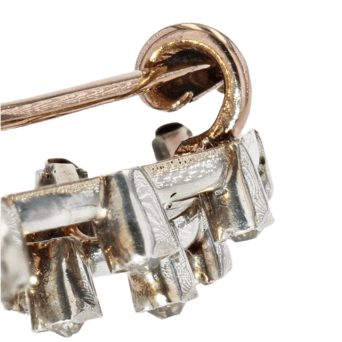 Broche Épingle en or jaune, argent et diamants - Castafiore