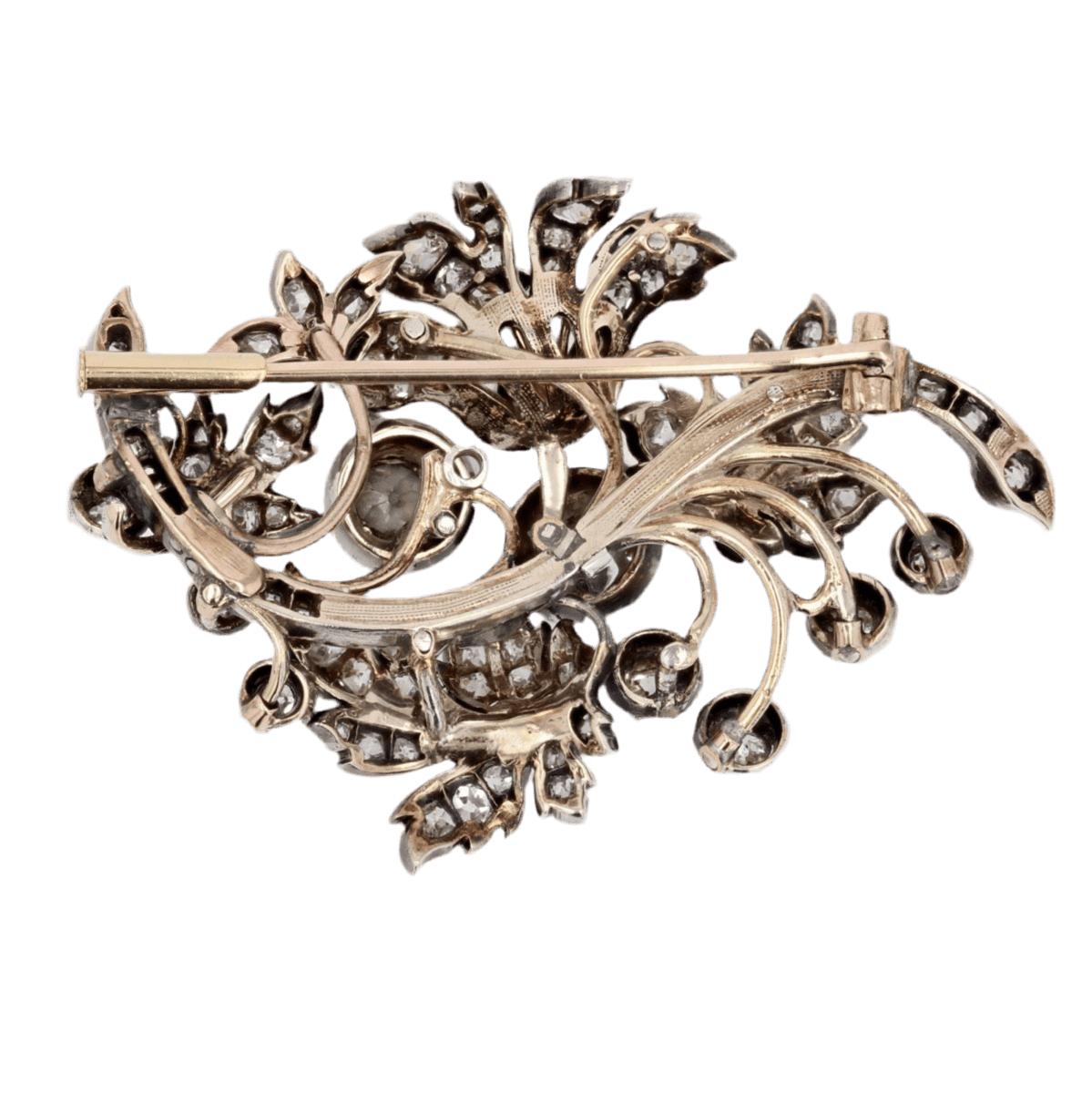 Broche Épingle en or jaune, argent et diamants - Castafiore