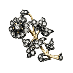 Broche Épingle en or jaune, argent et diamants - Castafiore