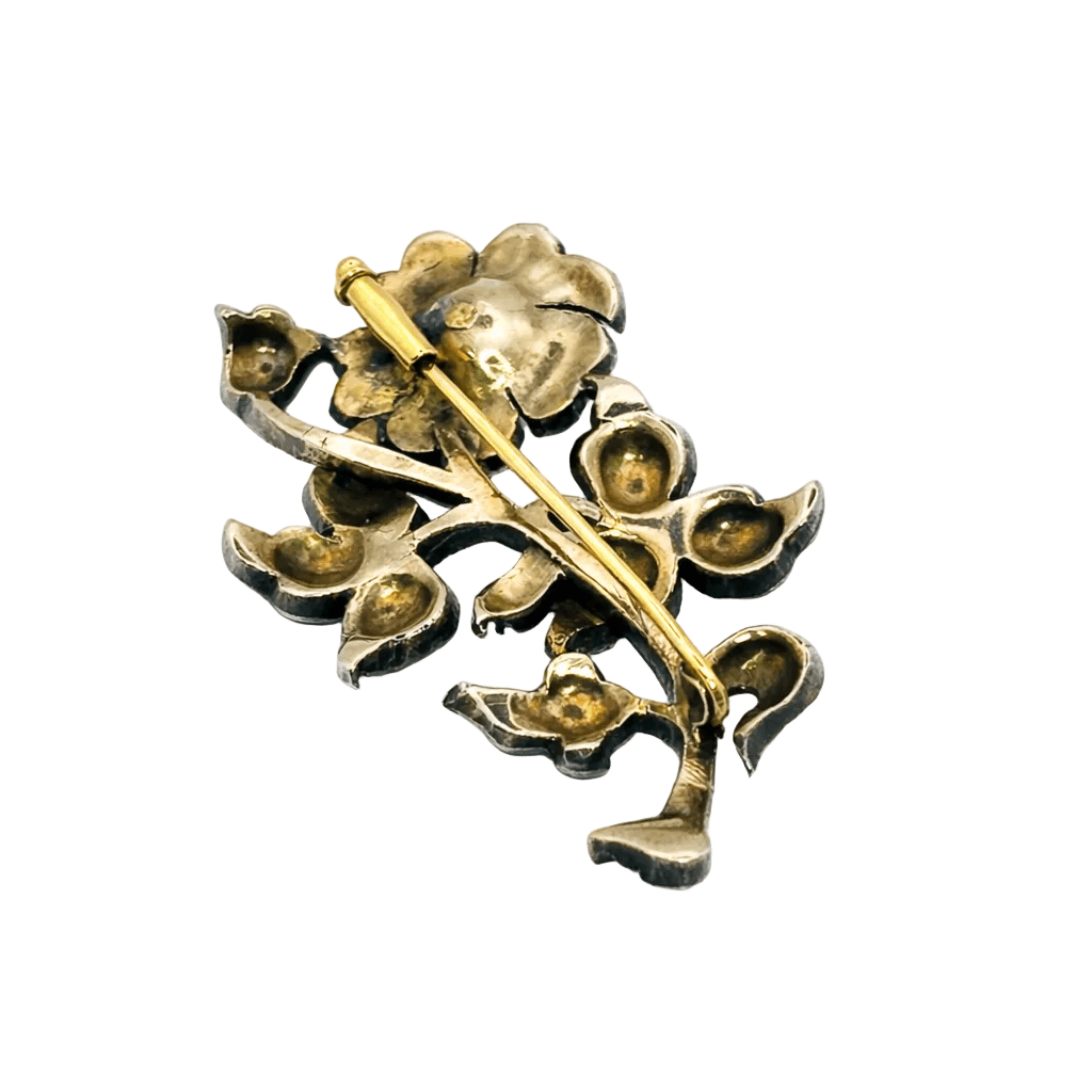 Broche Épingle en or jaune, argent et diamants - Castafiore