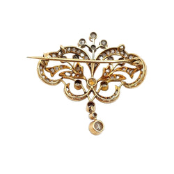 Broche Épingle en or jaune, argent, perle et diamants - Castafiore