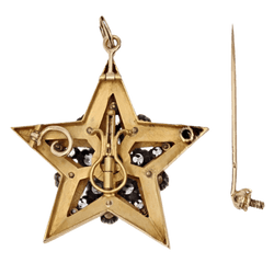 Broche Épingle en or jaune, argent, perles et diamants - Castafiore