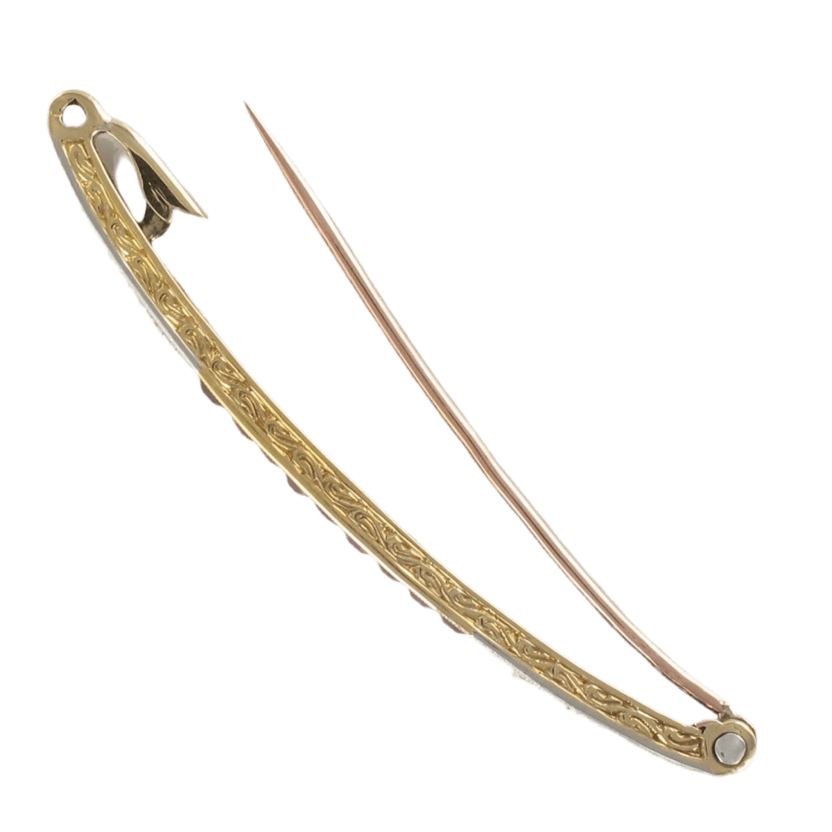 Broche Épingle en or jaune, argent, rubis et diamants - Castafiore