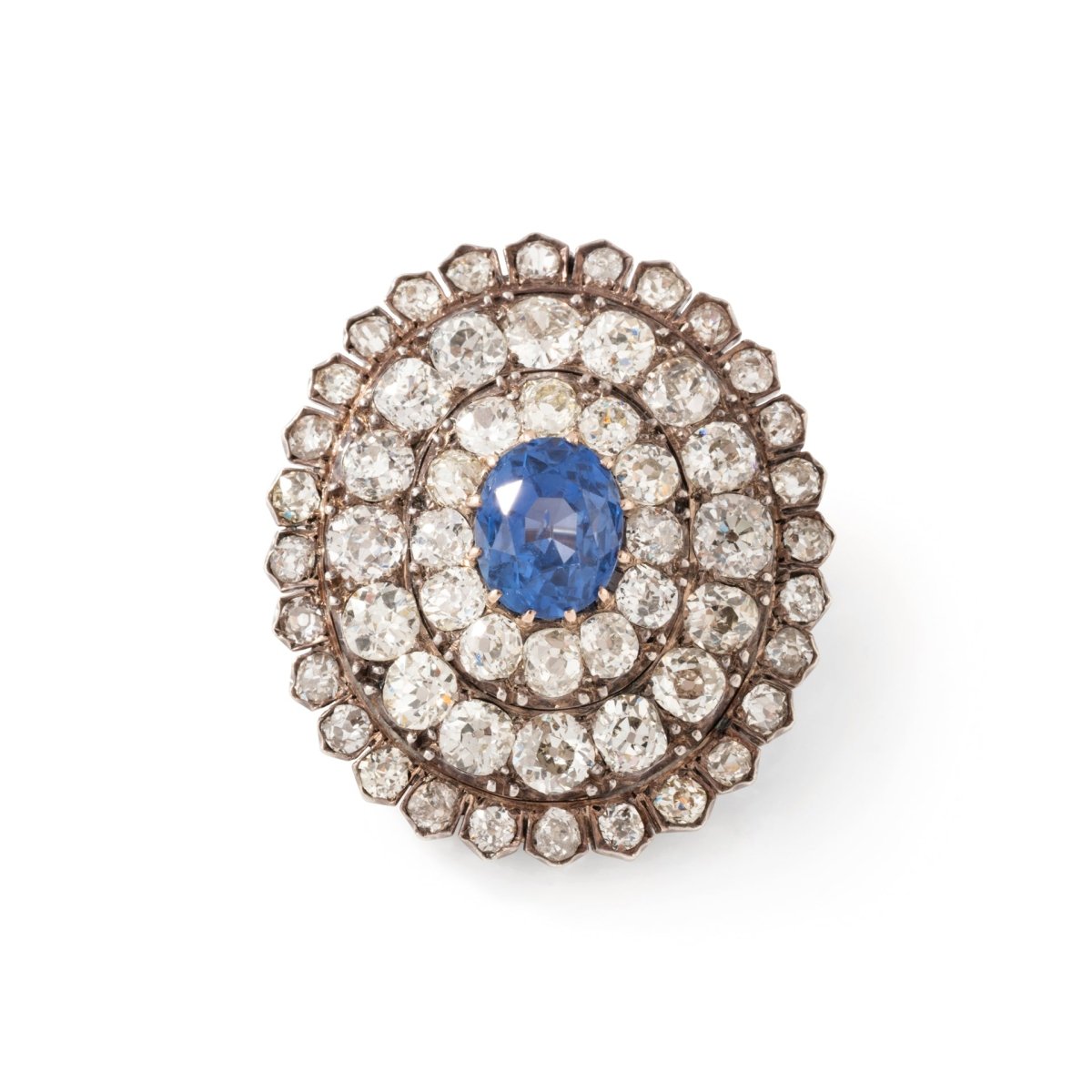 Broche Épingle en or jaune, argent, saphir et diamants - Castafiore