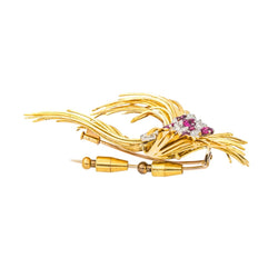 Broche Épingle en or jaune, blanc, or rose, rybis et diamants - Castafiore