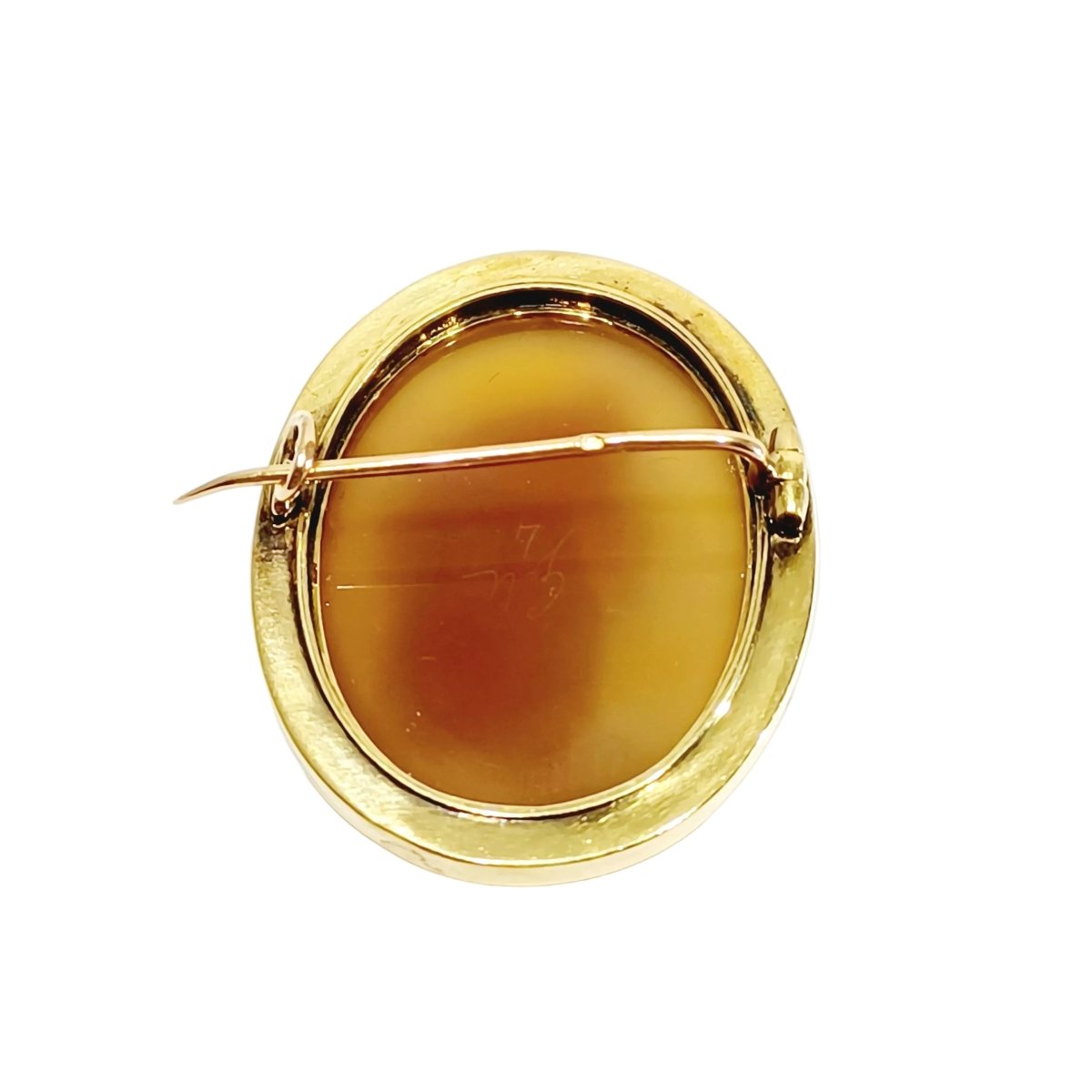 Broche Épingle en or jaune, cornaline et diamants - Castafiore