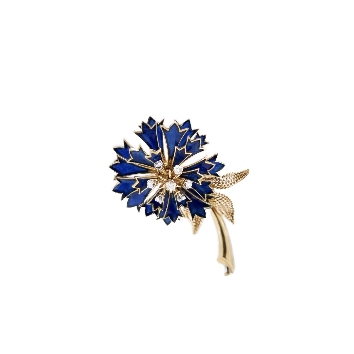 Broche Épingle en or jaune, émail et diamants - Castafiore