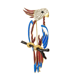 Broche Épingle en or jaune, émail et diamants - Castafiore