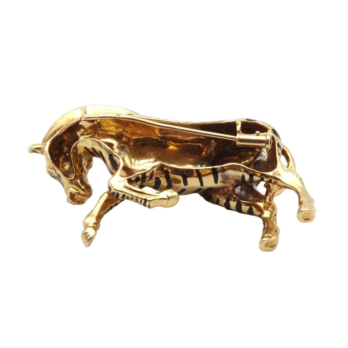 Broche Épingle en or jaune, émail et diamants - Castafiore