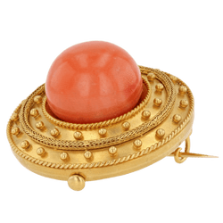 Broche Épingle en or jaune et corail