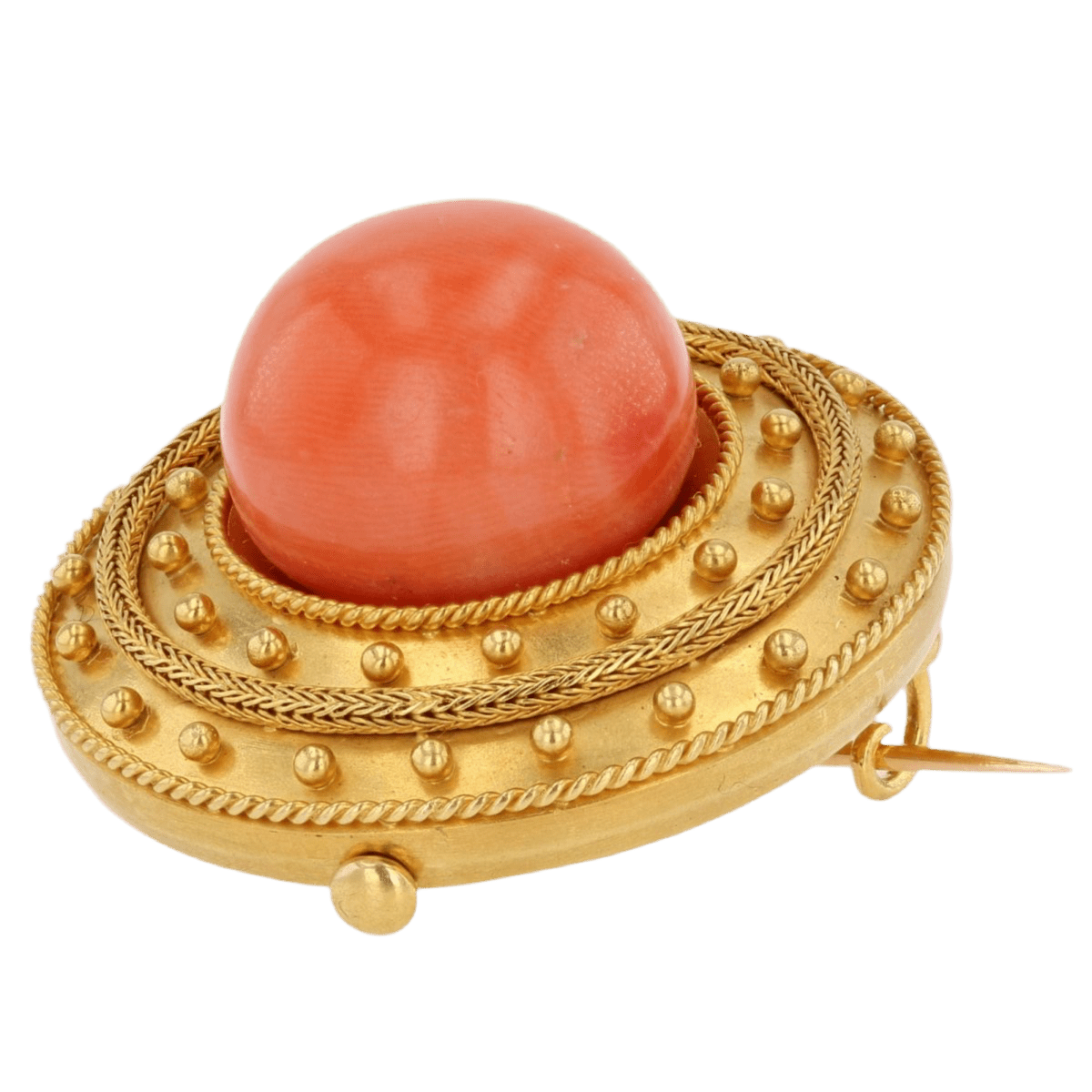 Broche Épingle en or jaune et corail