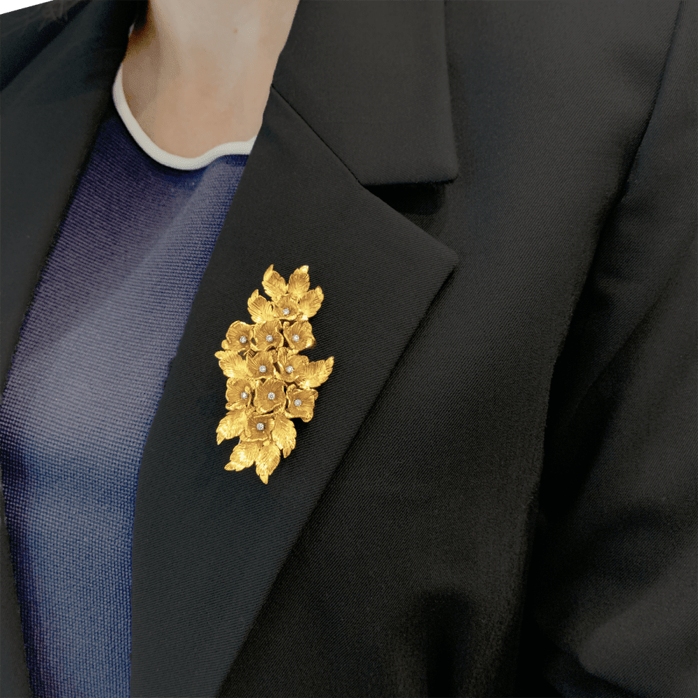 Broche Épingle en or jaune et diamant - Castafiore