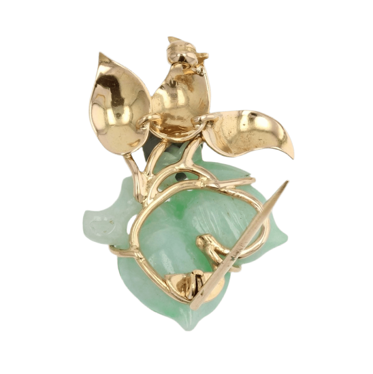 Broche Épingle en or jaune et jade - Castafiore