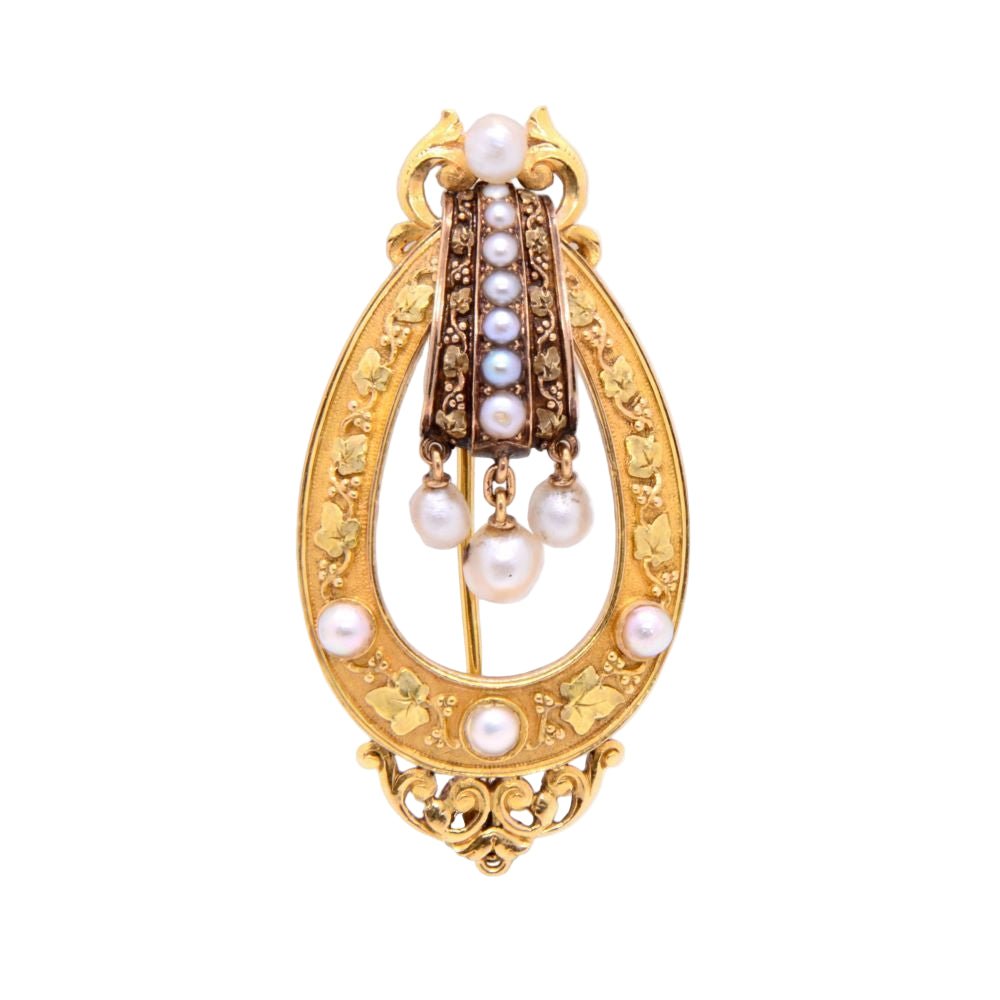 Broche Épingle en or jaune et perles - Castafiore