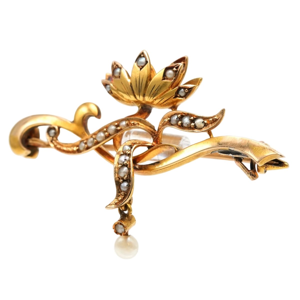 Broche Épingle en or jaune et perles - Castafiore