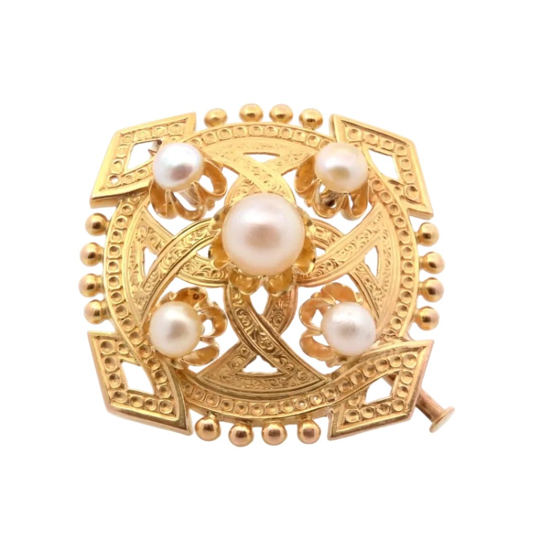 Brooch antique gold and pearls