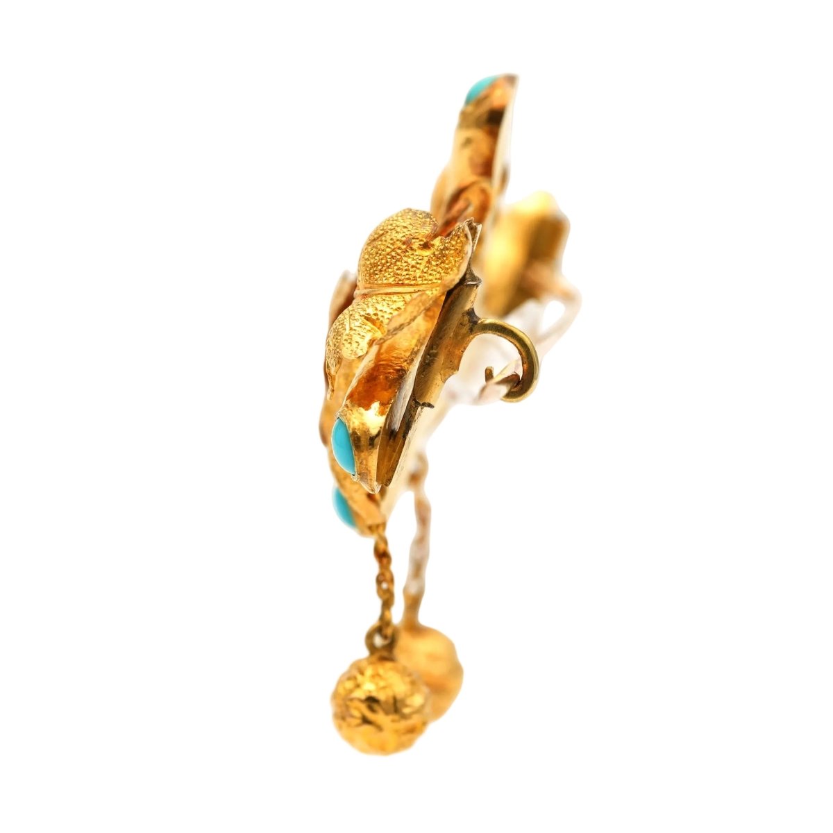 Broche Épingle en or jaune et turquoises - Castafiore