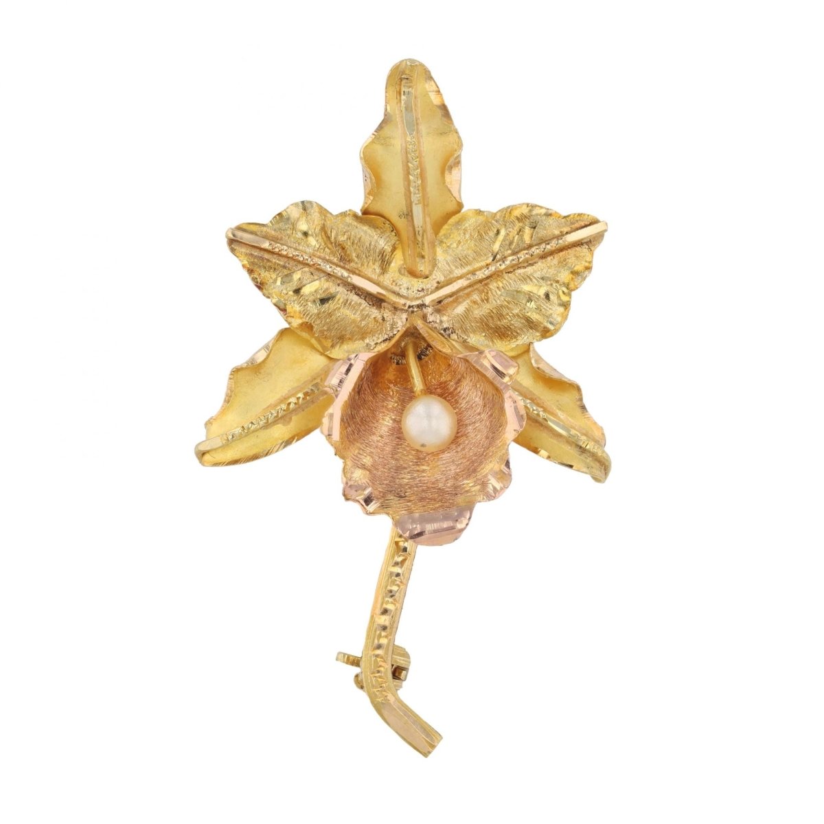 Broche Épingle en or jaune, or rose et perle - Castafiore