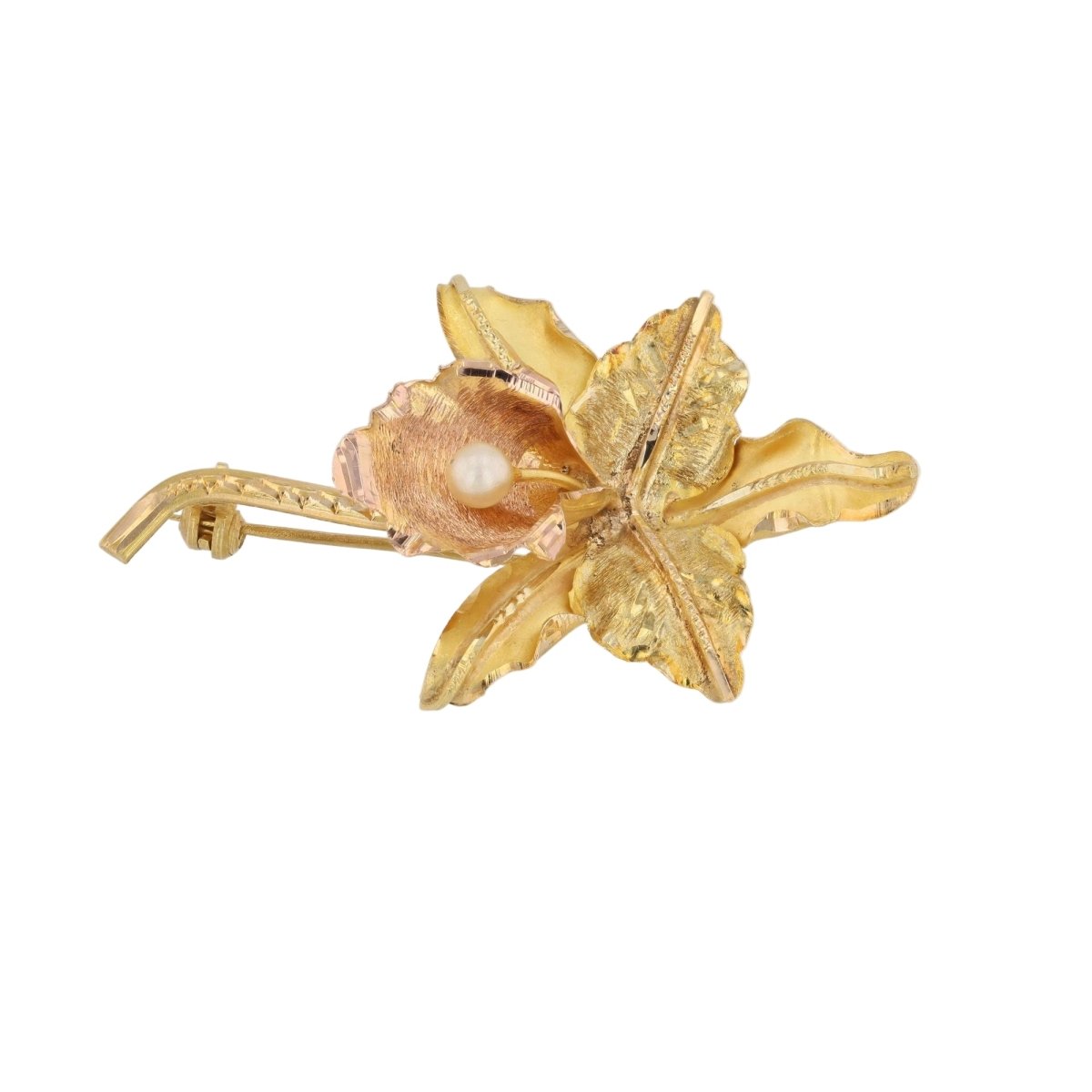 Broche Épingle en or jaune, or rose et perle - Castafiore