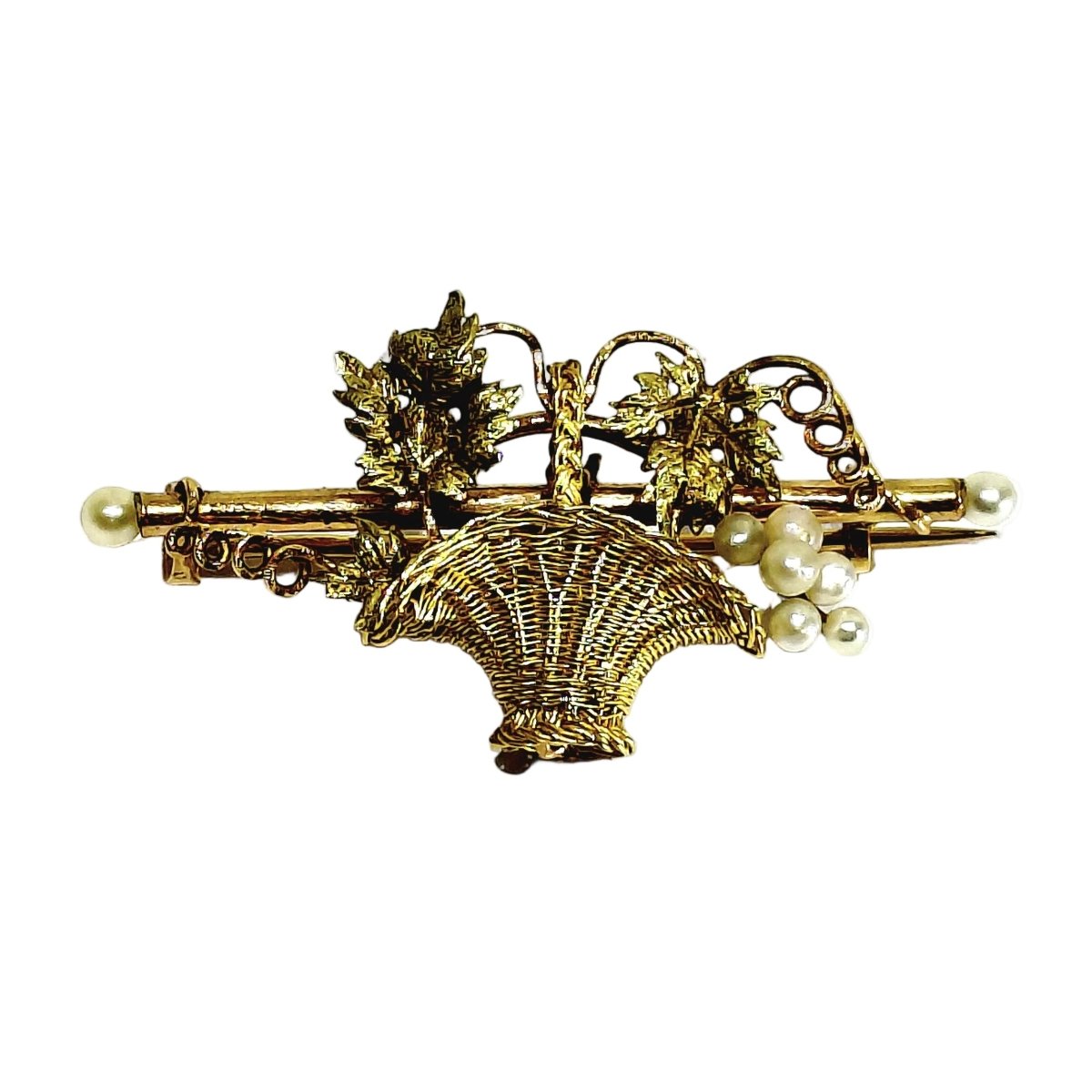 Broche Épingle en or jaune, or rose et perles - Castafiore