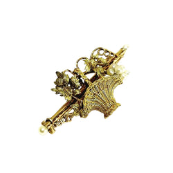 Broche Épingle en or jaune, or rose et perles - Castafiore