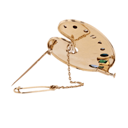 Broche Épingle en or jaune, or rose, platine, saphir, émeraude, turquoise, grenats, perle et diamants - Castafiore